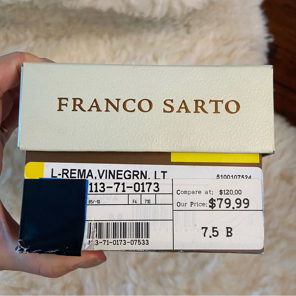 Franco Sarto olive green pointed toe kitten heel NIB - Picture 12 of 13